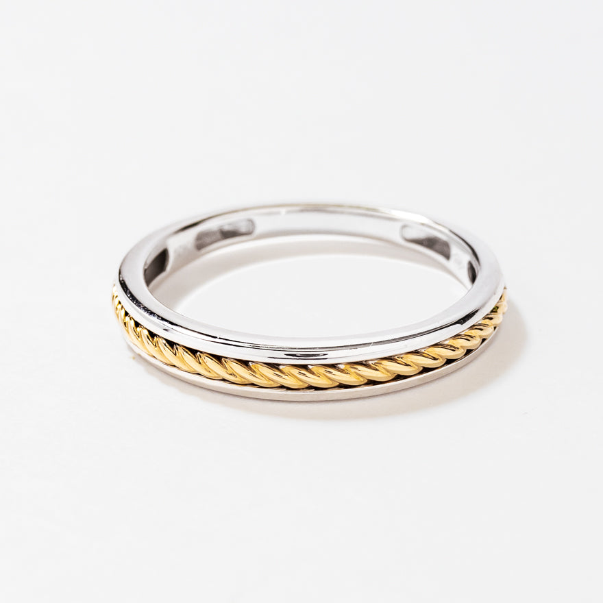 Men's Wedding Band 10K White and Yellow Gold