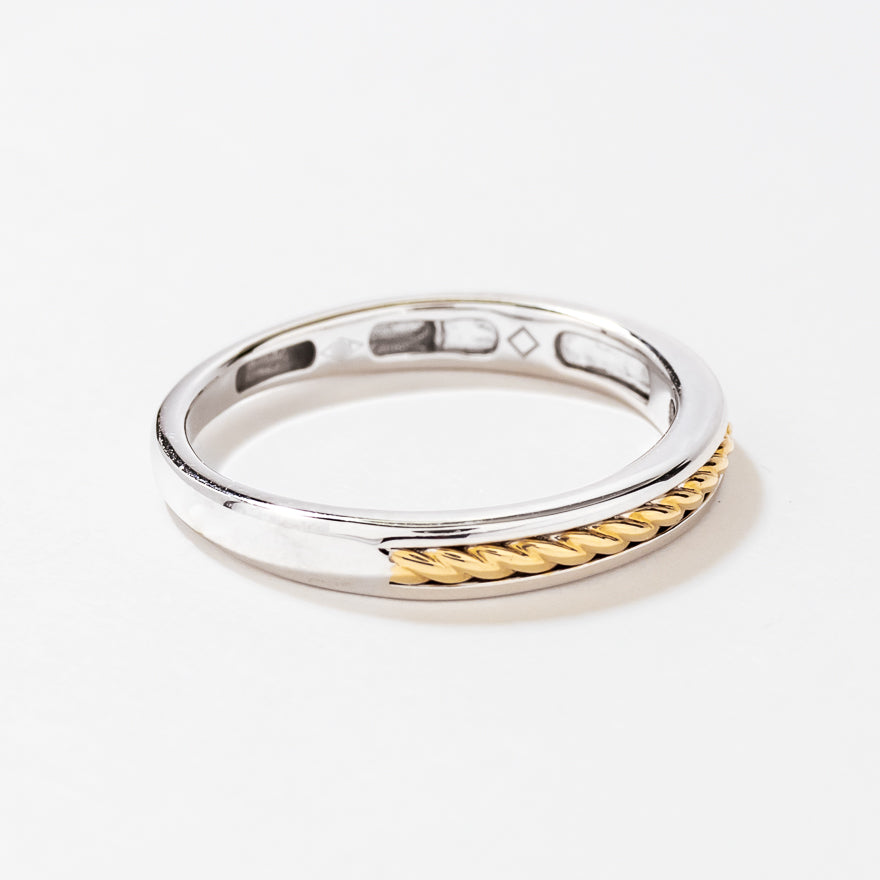 Men's Wedding Band 10K White and Yellow Gold