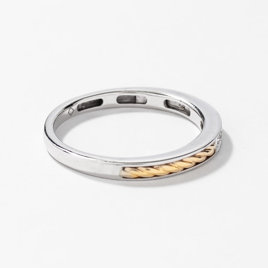 Diamond Wedding Band in 10K White and Yellow Gold  (0.03 ct tw)