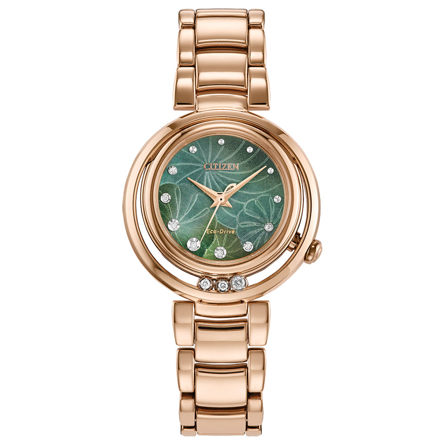 Citizen Eco-Drive L Arcly Green Dial Stainless Steel Bracelet