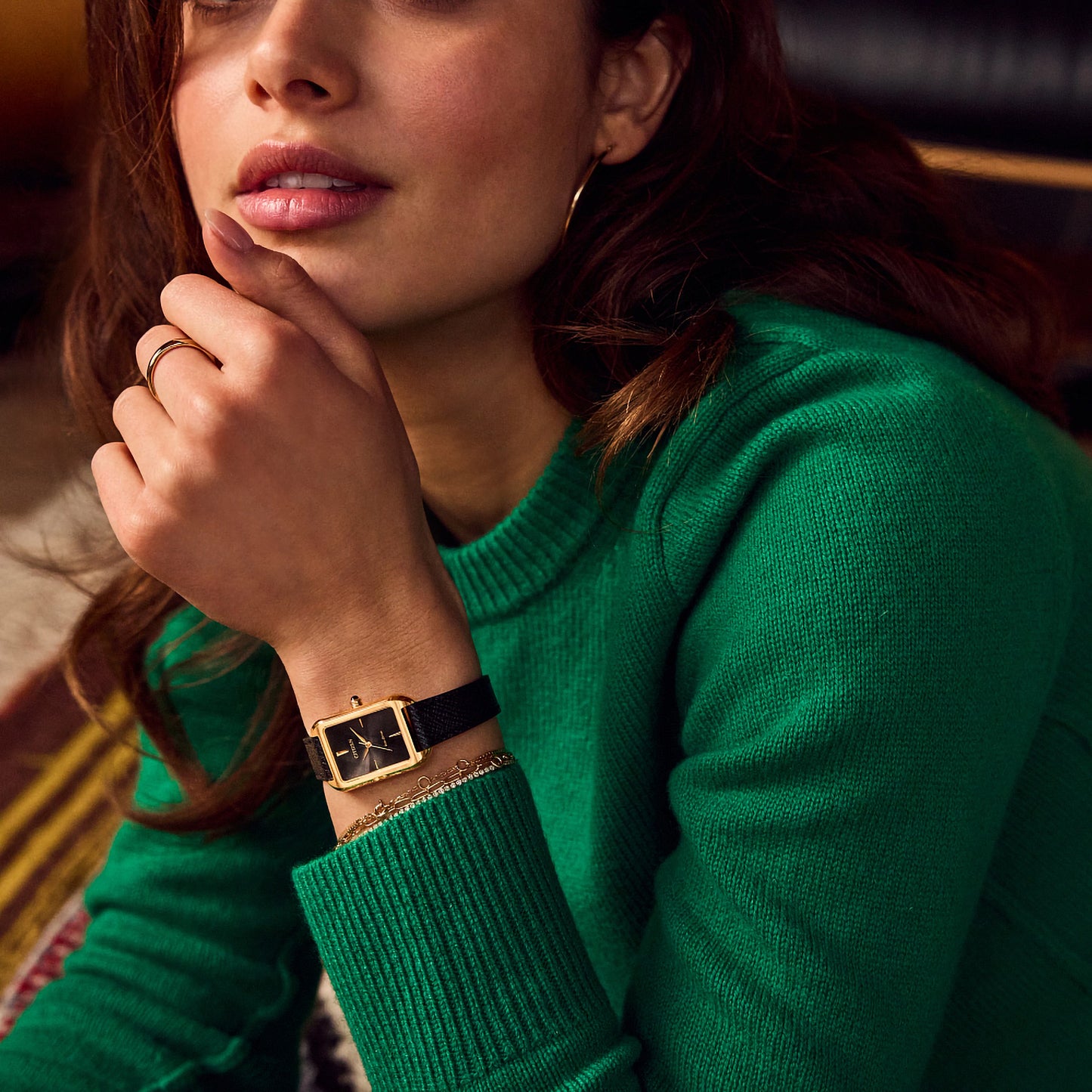 Citizen Eco-Drive Women's Black Dial Leather Strap Watch | EM1192-01E