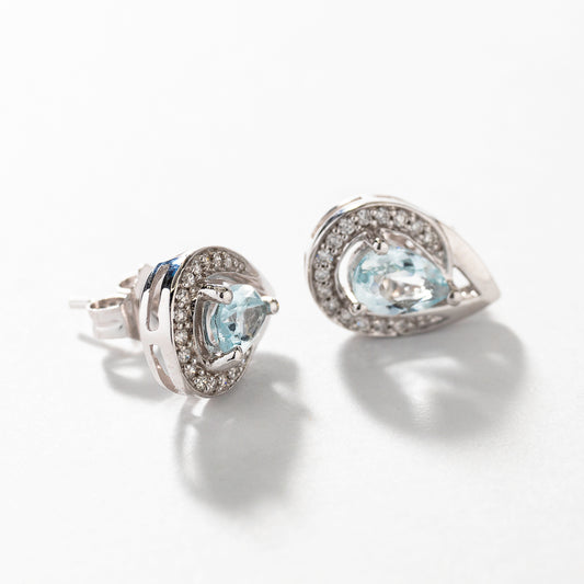 Aquamarine Earrings in 10K White Gold