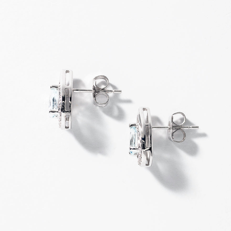 Aquamarine Earrings in 10K White Gold