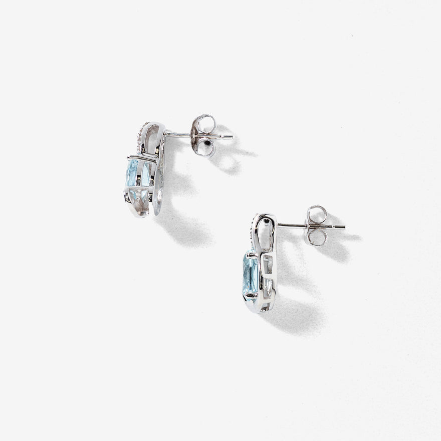 Aquamarine Earrings with Diamond Accents in 10K White Gold