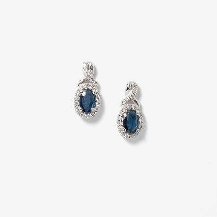 Sapphire Earrings with Diamond Accents in 10K White Gold