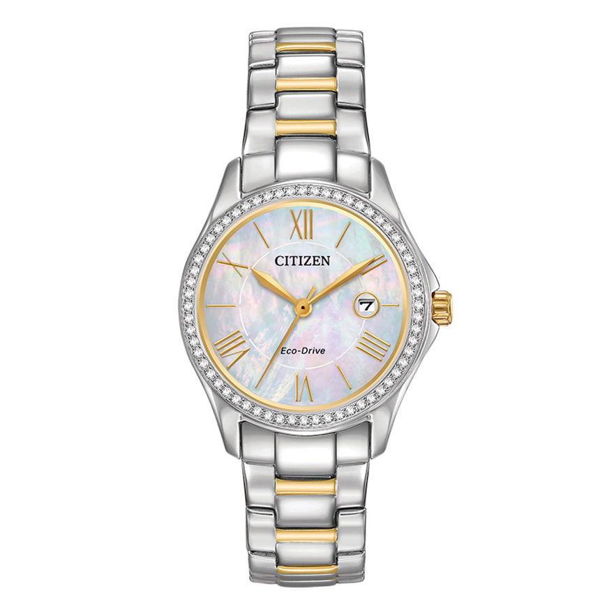 Citizen Eco-Drive Silhouette Crystal White Dial Ladies Watch | FE1148-