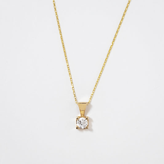 14K Yellow Gold Canadian Diamond Pendant Necklace in a Four Claw Setting (0.30 ct tw)