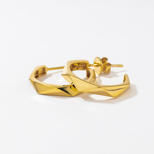 Textured Hook Earrings in 10K Yellow Gold