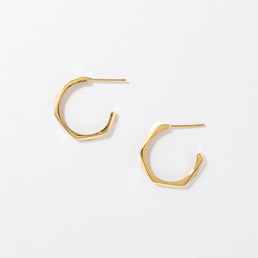 Textured Hook Earrings in 10K Yellow Gold