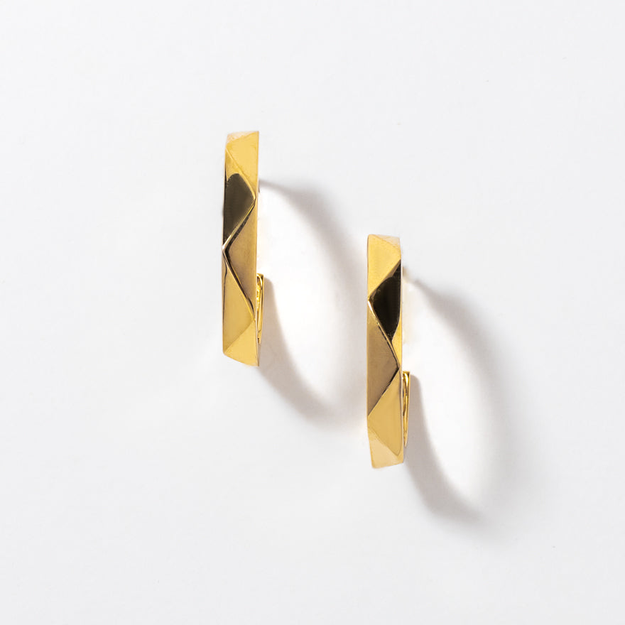 Textured Hook Earrings in 10K Yellow Gold