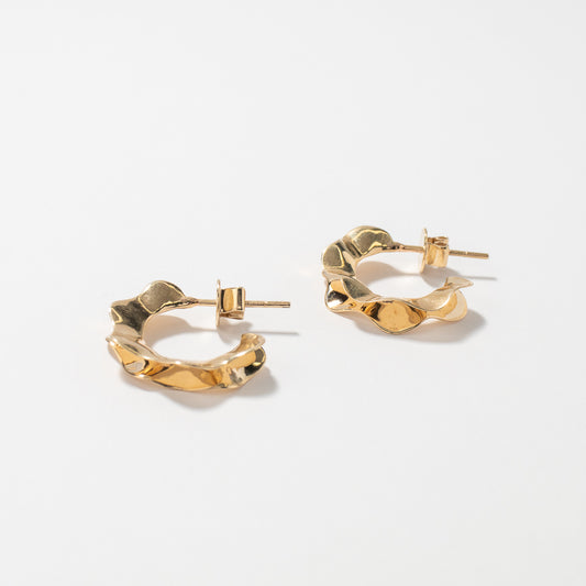 Wavy Hook Earrings in 10K Yellow Gold