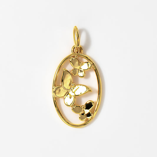 Oval Butterfly Pendant in 10K Yellow Gold