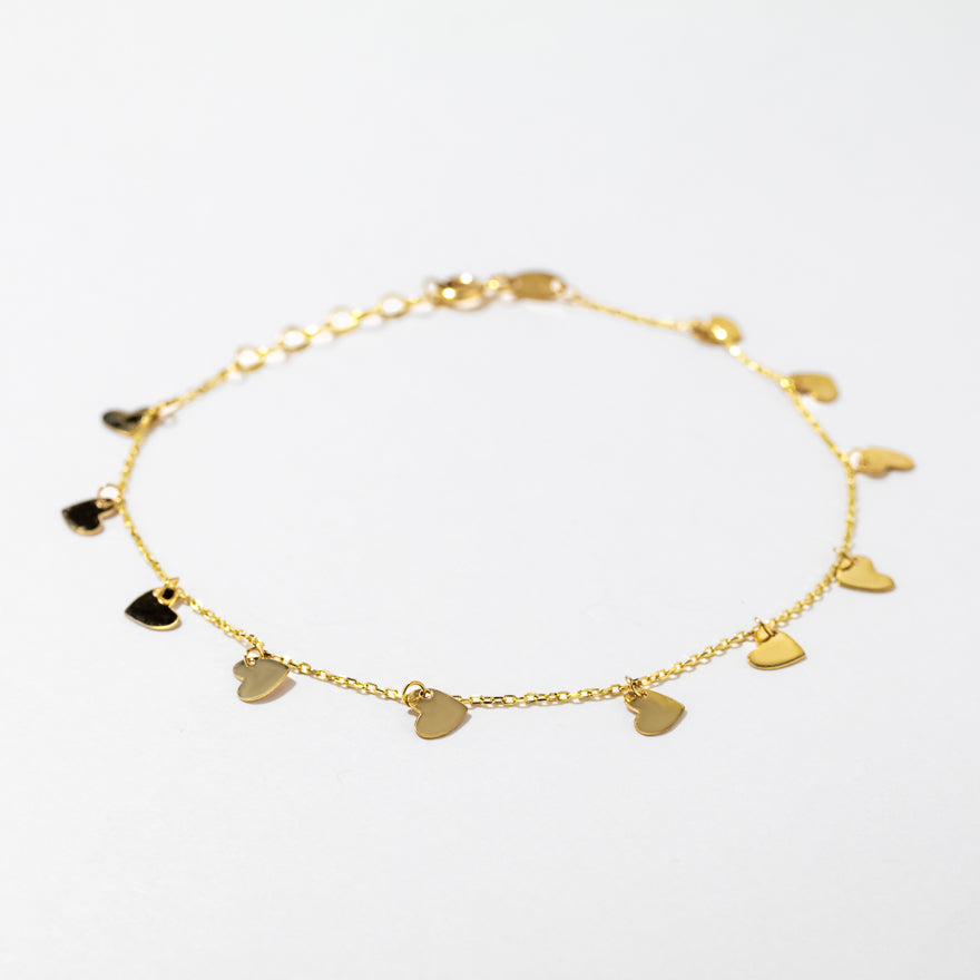 Dangling Heart Bracelet in 10K Yellow Gold