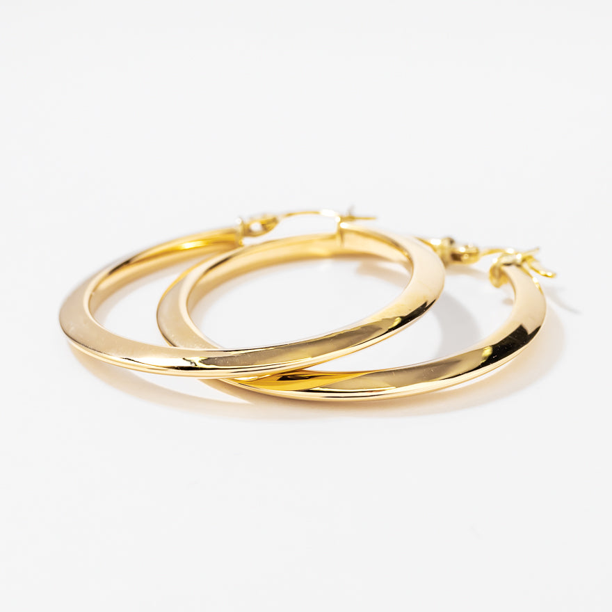 Knife Edge Hoop Earrings in 10K Yellow Gold