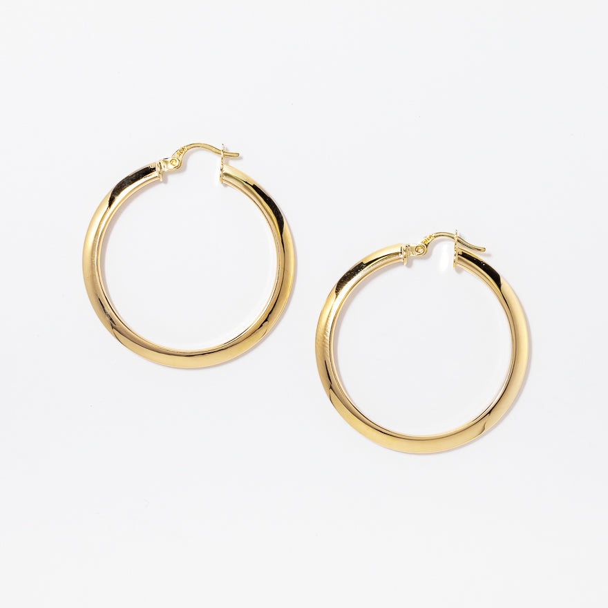 Knife Edge Hoop Earrings in 10K Yellow Gold