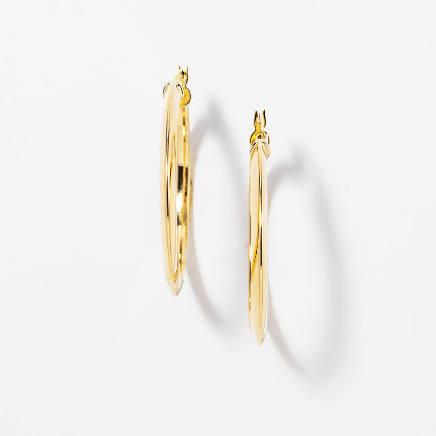 Knife Edge Hoop Earrings in 10K Yellow Gold