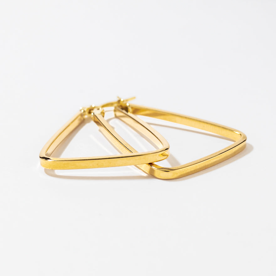 Triangle Hoop Earrings in 10K Yellow Gold