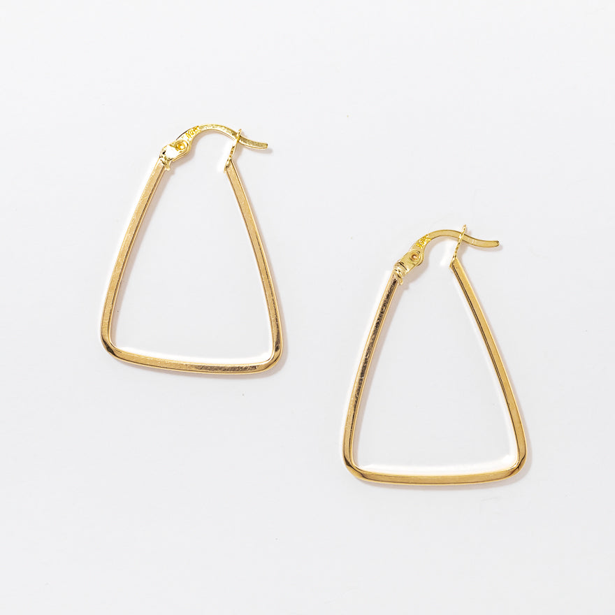 Triangle Hoop Earrings in 10K Yellow Gold