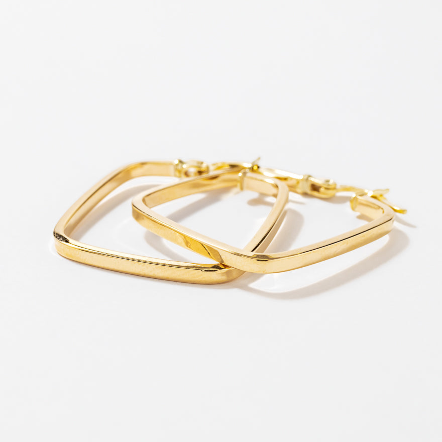 Square Hoop Earrings in 10K Yellow Gold