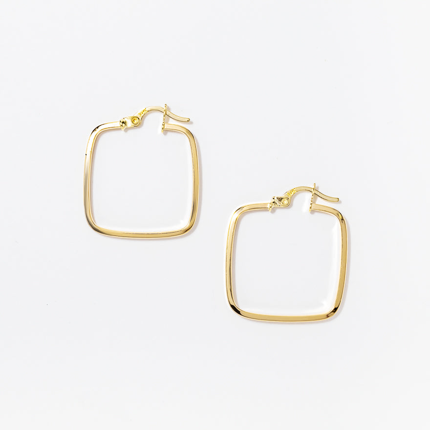 Square Hoop Earrings in 10K Yellow Gold