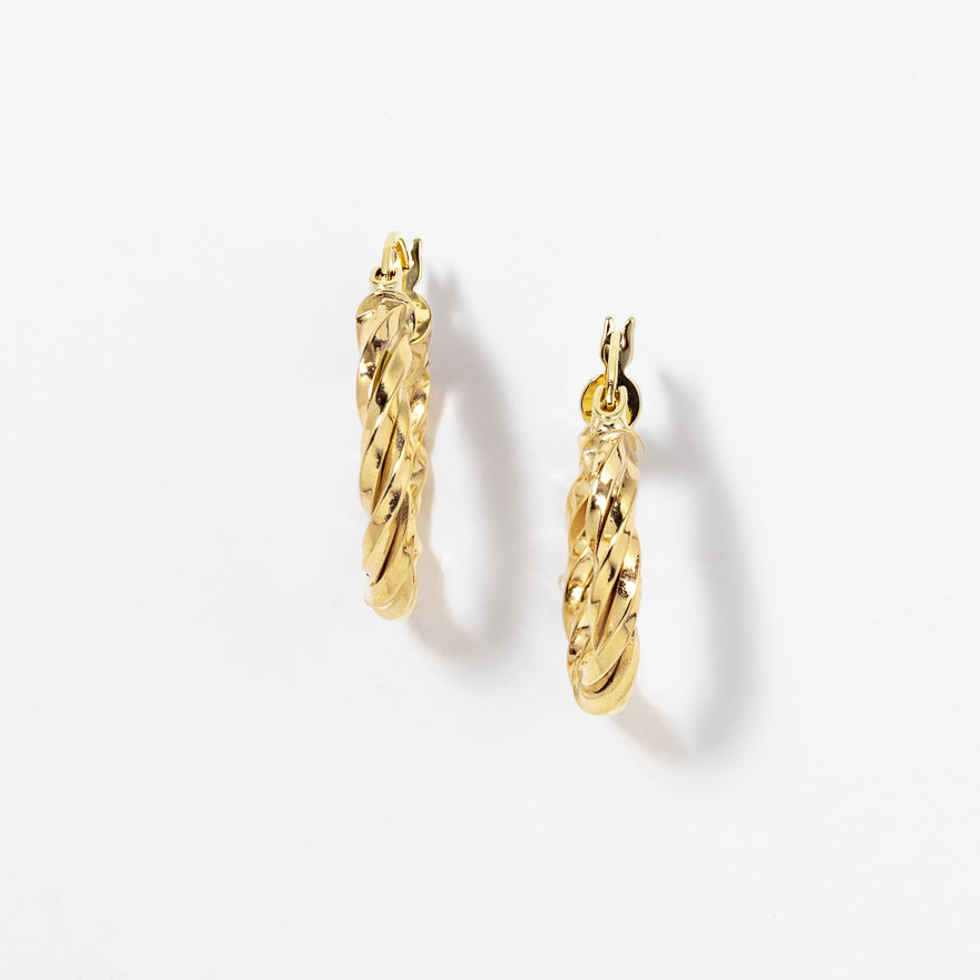 Wide Twist Hoop Earrings in 10K Yellow Gold