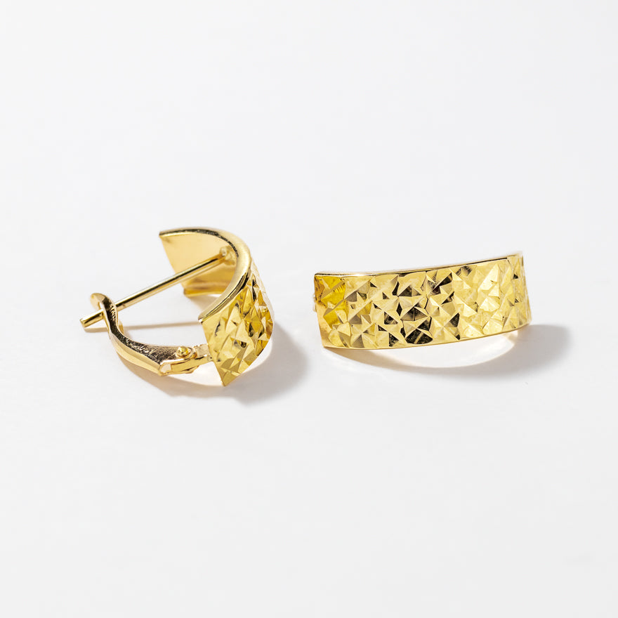 Diamond Cut Hoop Earrings 10K Yellow Gold