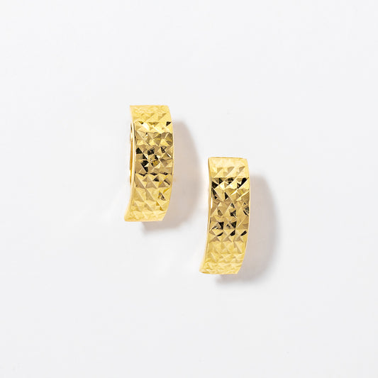 Diamond Cut Hoop Earrings 10K Yellow Gold