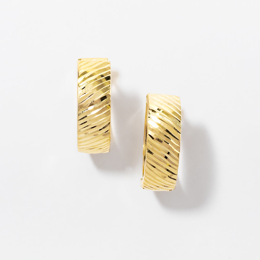 Textured Hoop Earring in 10K Yellow Gold