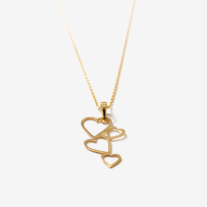 Open Heart Necklace in 10K Yellow Gold