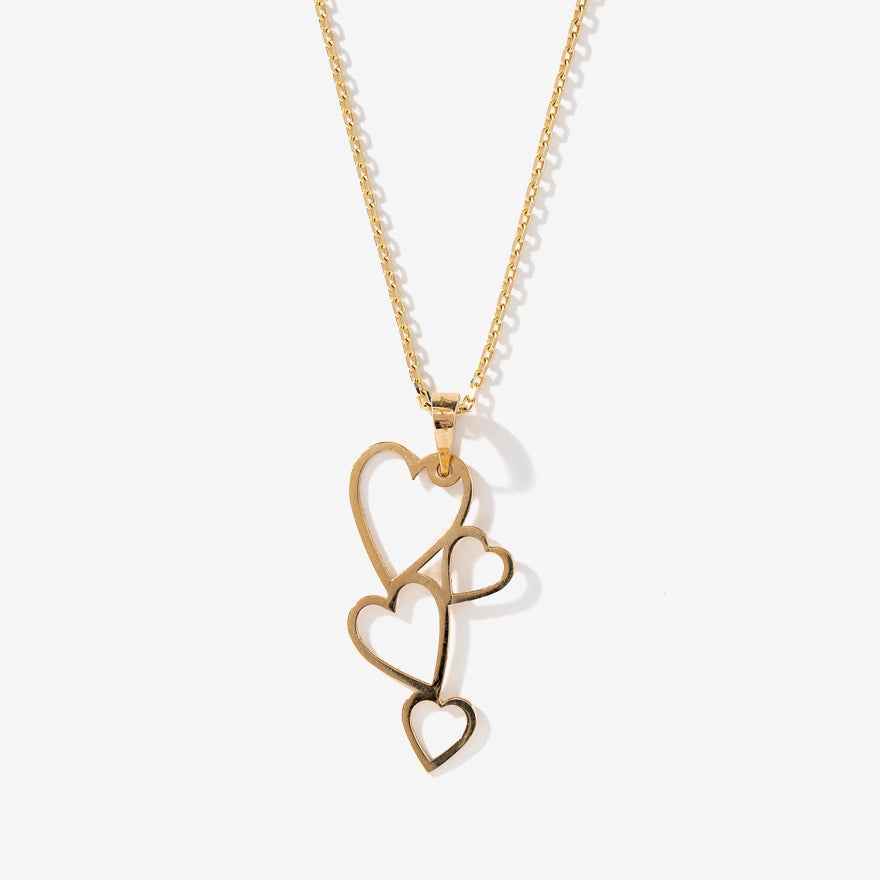 Open Heart Necklace in 10K Yellow Gold