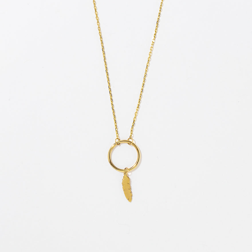 Feather Pendant in 10K Yellow Gold