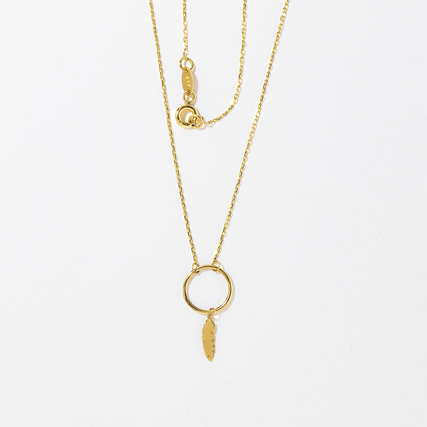 Feather Pendant in 10K Yellow Gold