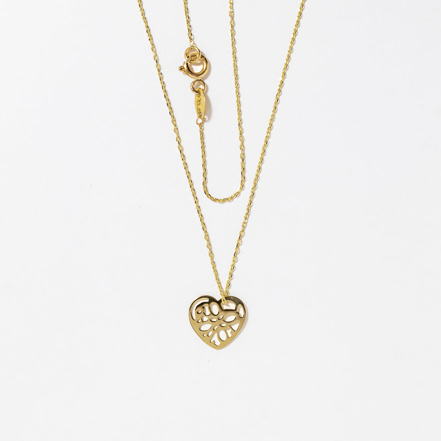 Open Heart Necklace in 10K Yellow Gold