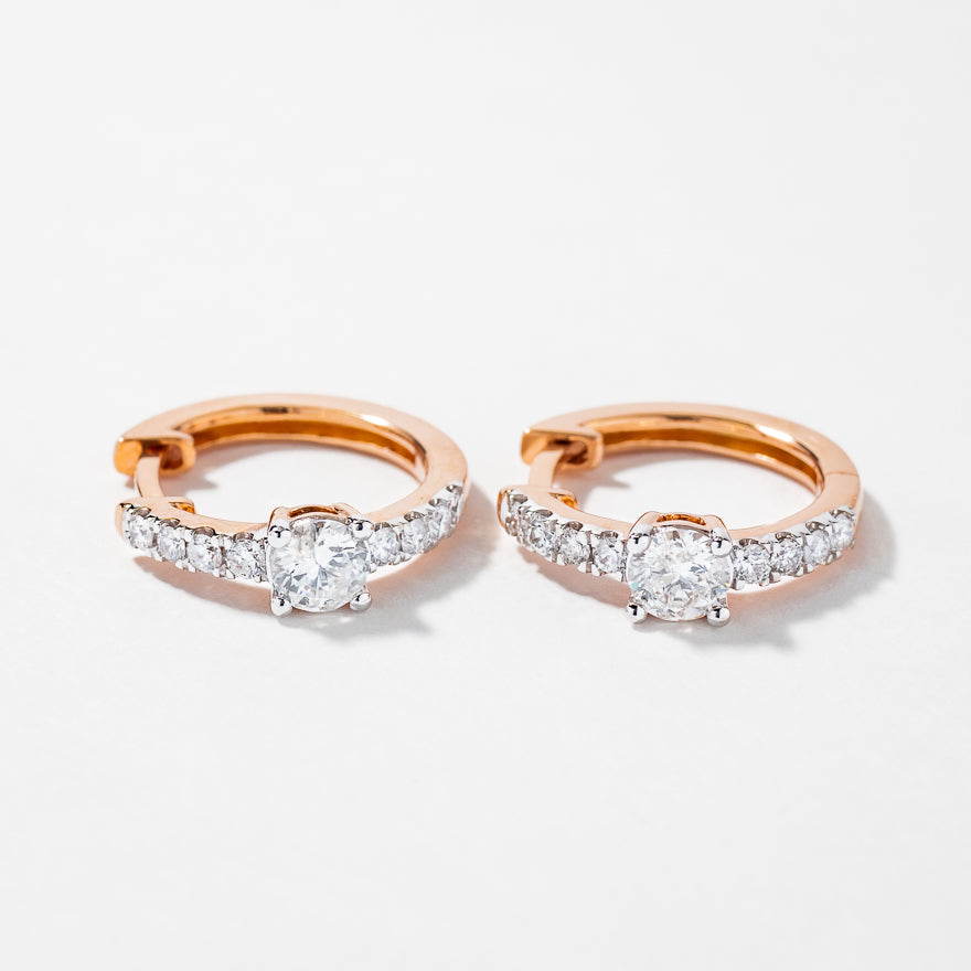 Diamond Cluster Earrings in 14K Rose Gold (0.75 ct tw)