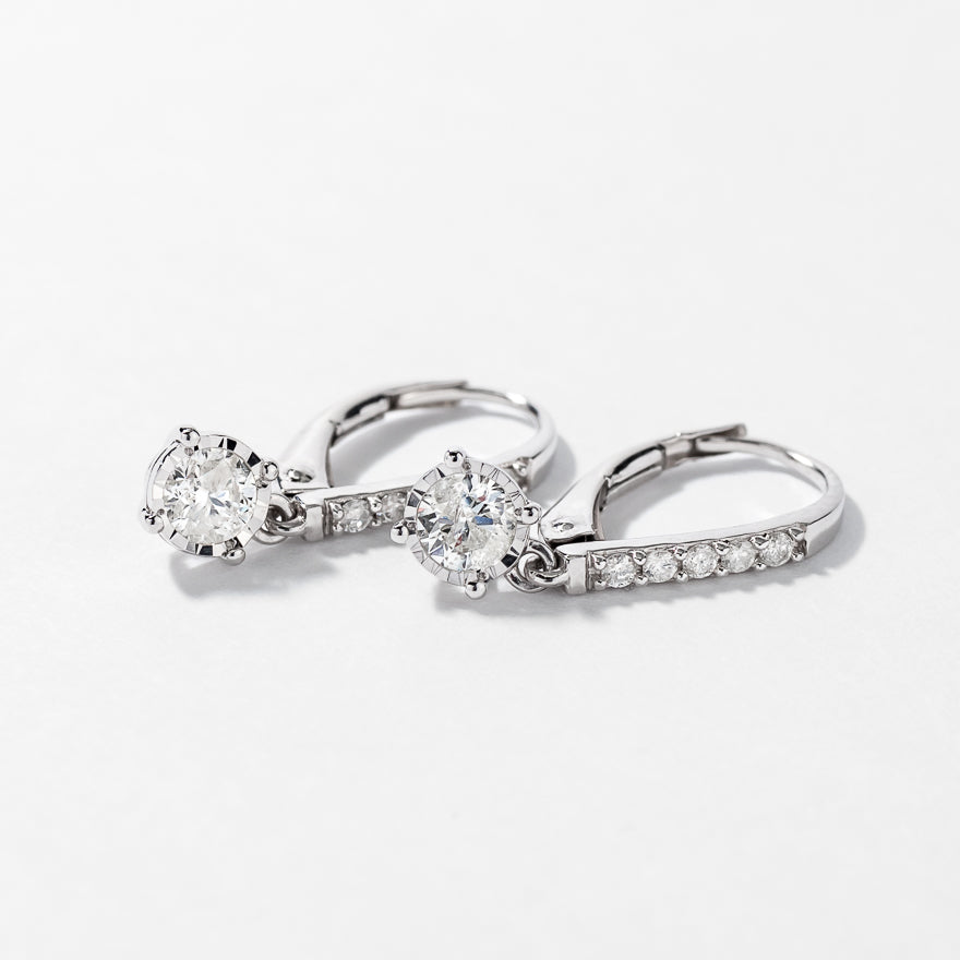 Diamond Cluster Earrings in 10K White Gold (0.50 ct tw)