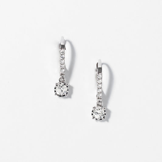 Diamond Cluster Earrings in 10K White Gold (0.50 ct tw)