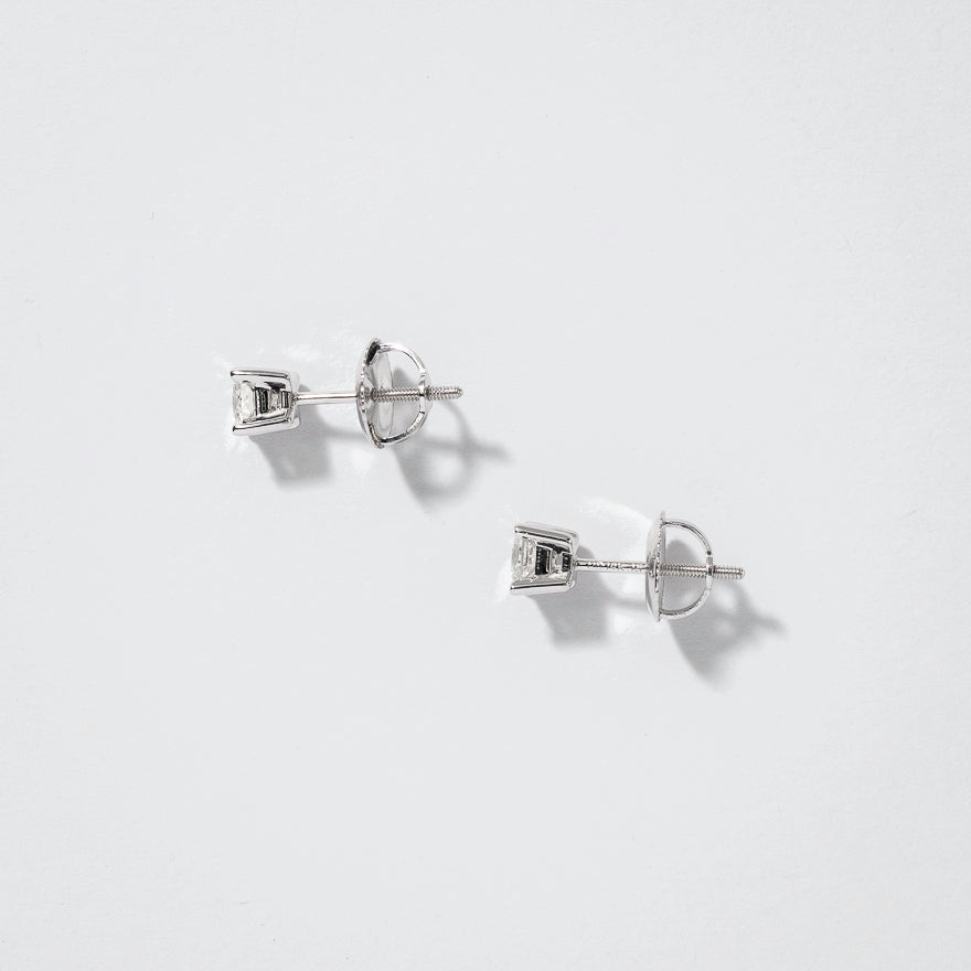 Princess cut diamond 2025 studs 14k white gold