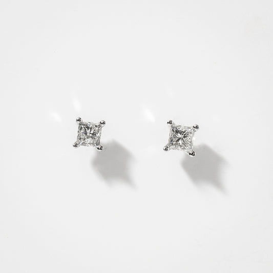 Princess Cut Diamond Stud Earrings in 14K White Gold (0.30 ct tw)