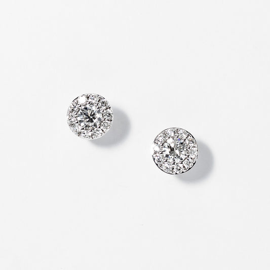 Diamond Cluster Earrings in 14K White Gold (0.62 ct tw)