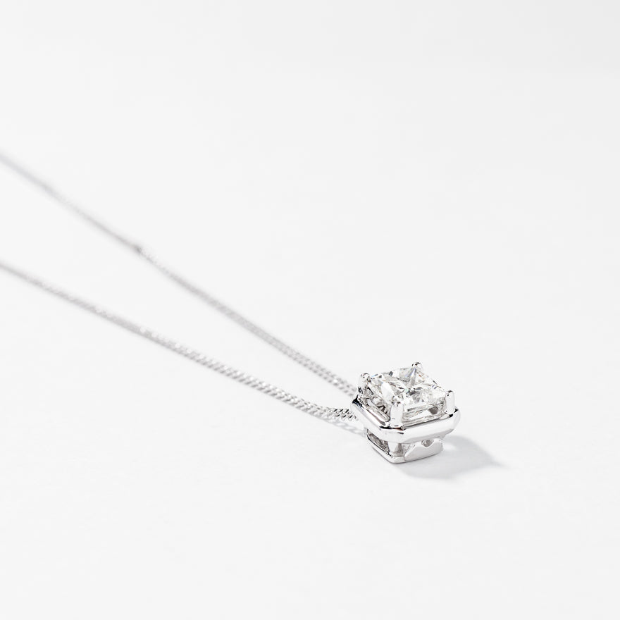 Princess Cut Solitaire Diamond Necklace in 10K White Gold (0.50 ct tw)