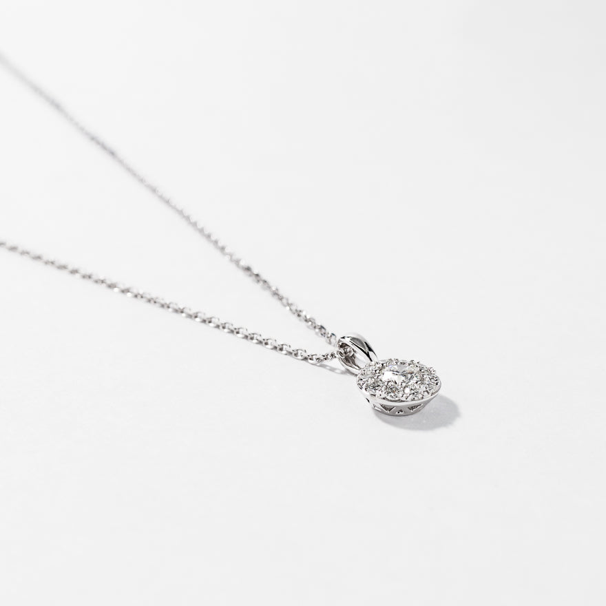 Diamond Cluster Necklace in 14K White Gold (0.40 ct wt)
