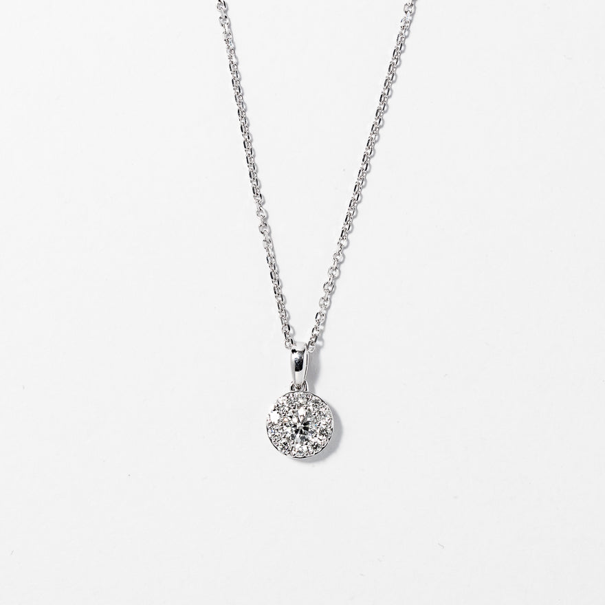 Diamond Cluster Necklace in 14K White Gold (0.40 ct wt)