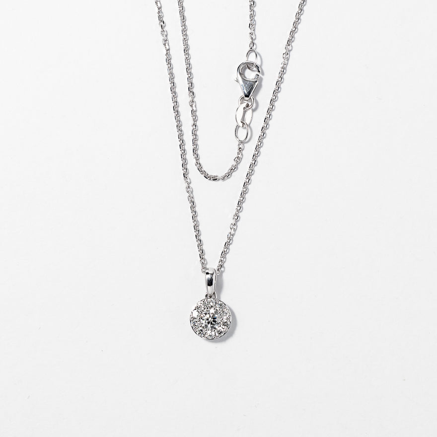 Diamond Cluster Necklace in 14K White Gold (0.40 ct wt)