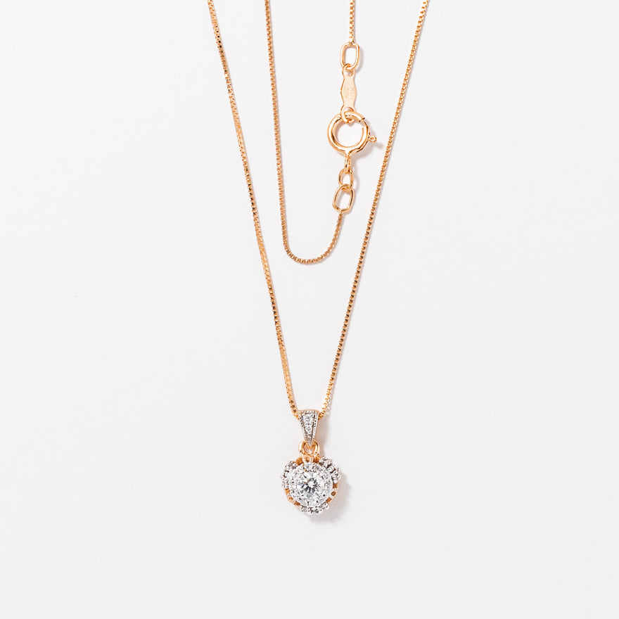 Diamond Cluster Necklace in 10K Rose Gold (0.25 ct tw)