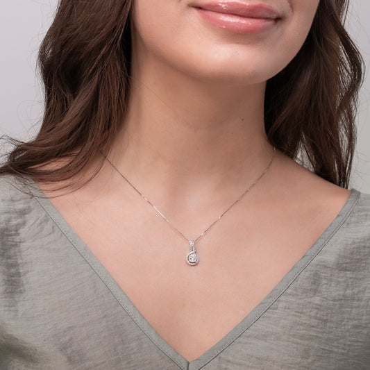 Diamond Cluster Necklace in 14K White Gold (0.50 ct tw)