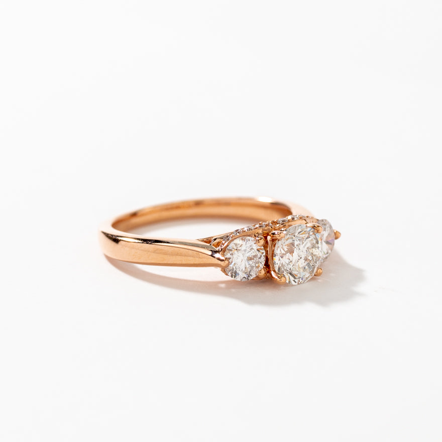 Three Stone Diamond Engagement Ring in 14K Rose Gold (1.37 ct tw)