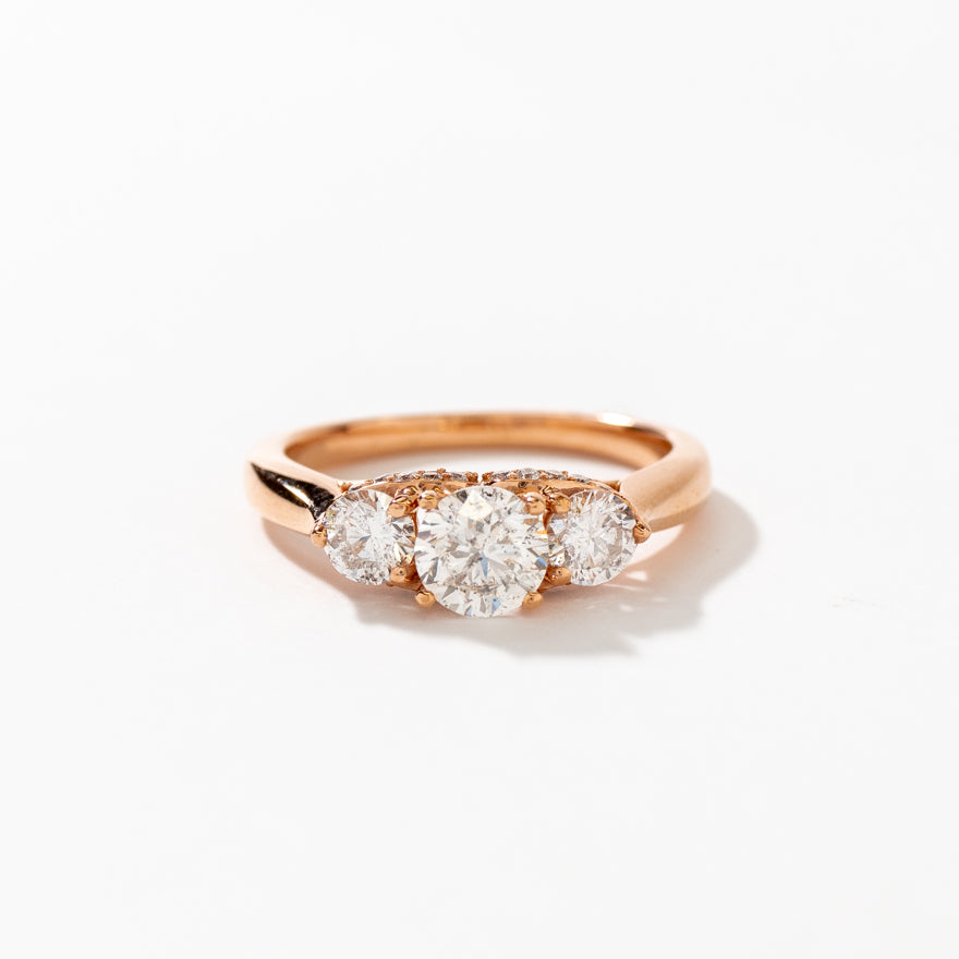 Three Stone Diamond Engagement Ring in 14K Rose Gold (1.37 ct tw)
