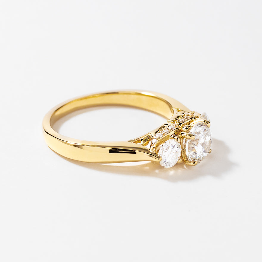Three Stone Diamond Engagement Ring in 14K Yellow Gold (1.87 ct tw)