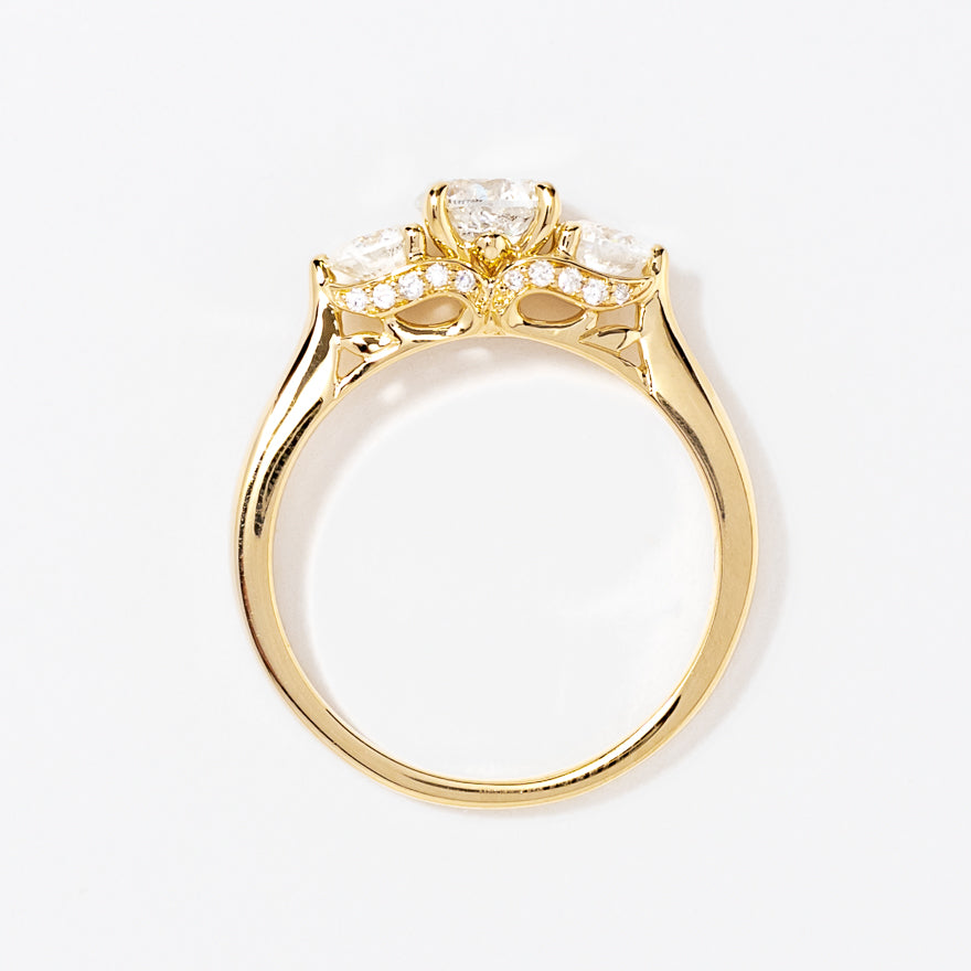 Three Stone Diamond Engagement Ring in 14K Yellow Gold (1.87 ct tw)