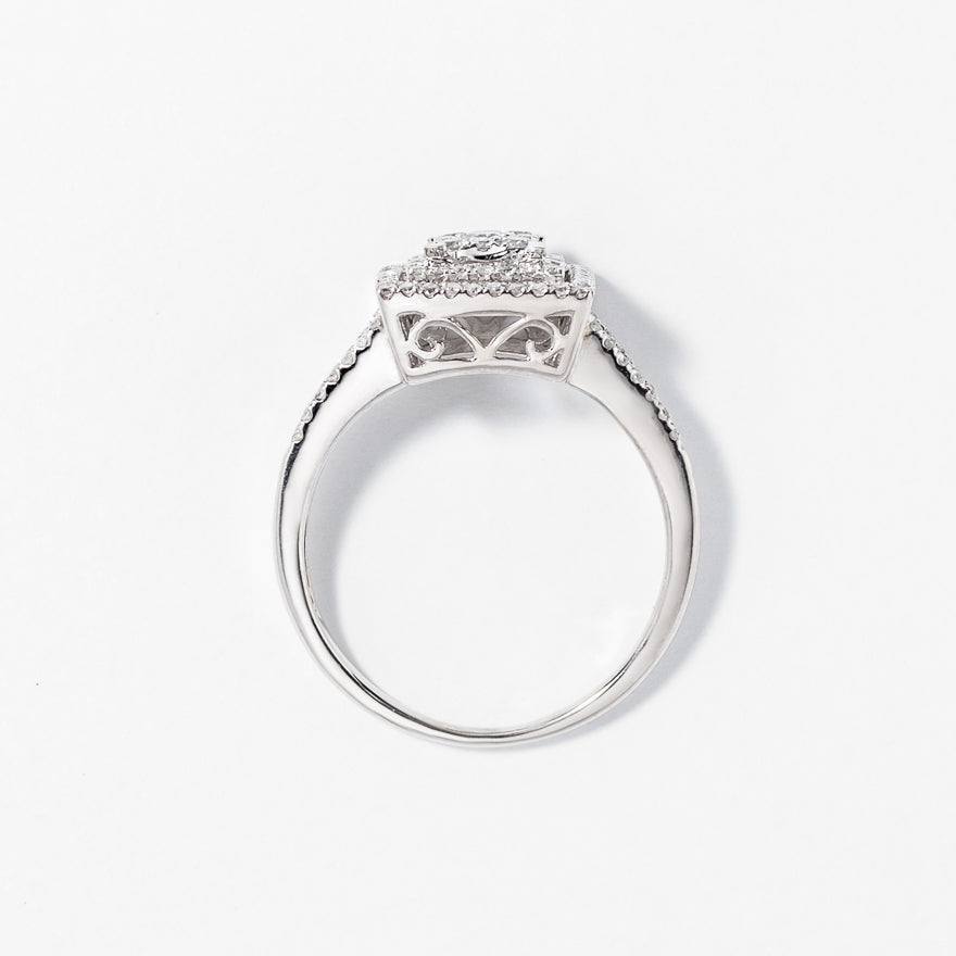 Diamond Cluster Ring in 14K White Gold (0.50 ct tw)